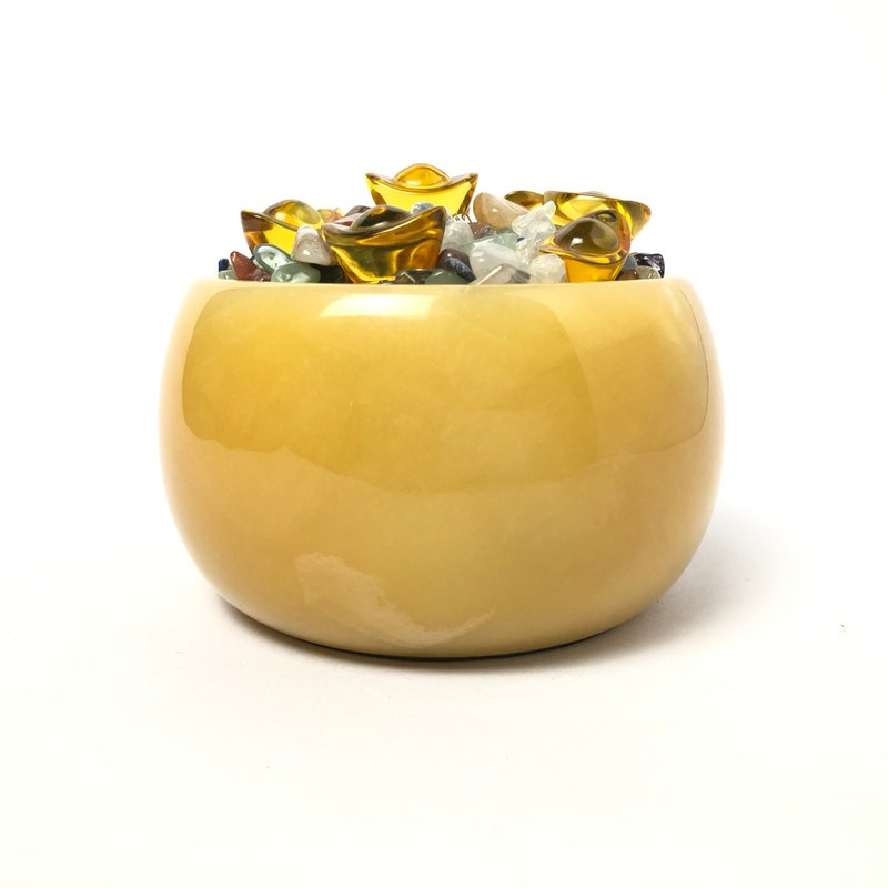 黄晶富贵聚宝盆 精巧招财款 - 摆饰 - 玉石 黄色