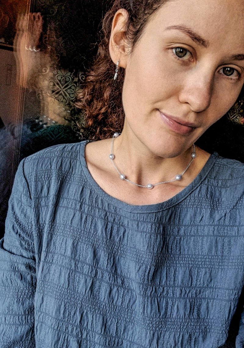 925 Silver Choker with Blue Pearl Woman's Necklace - 颈链 - 珍珠 银色