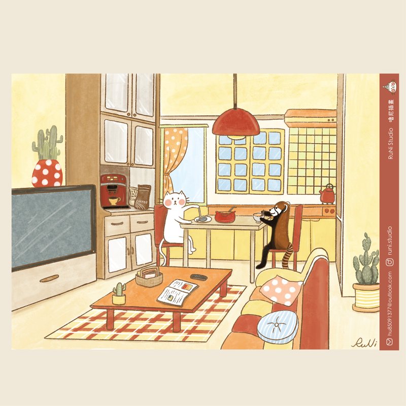 【噜尼插画】在温暖の家日常 |明信片 - 卡片/明信片 - 纸 白色