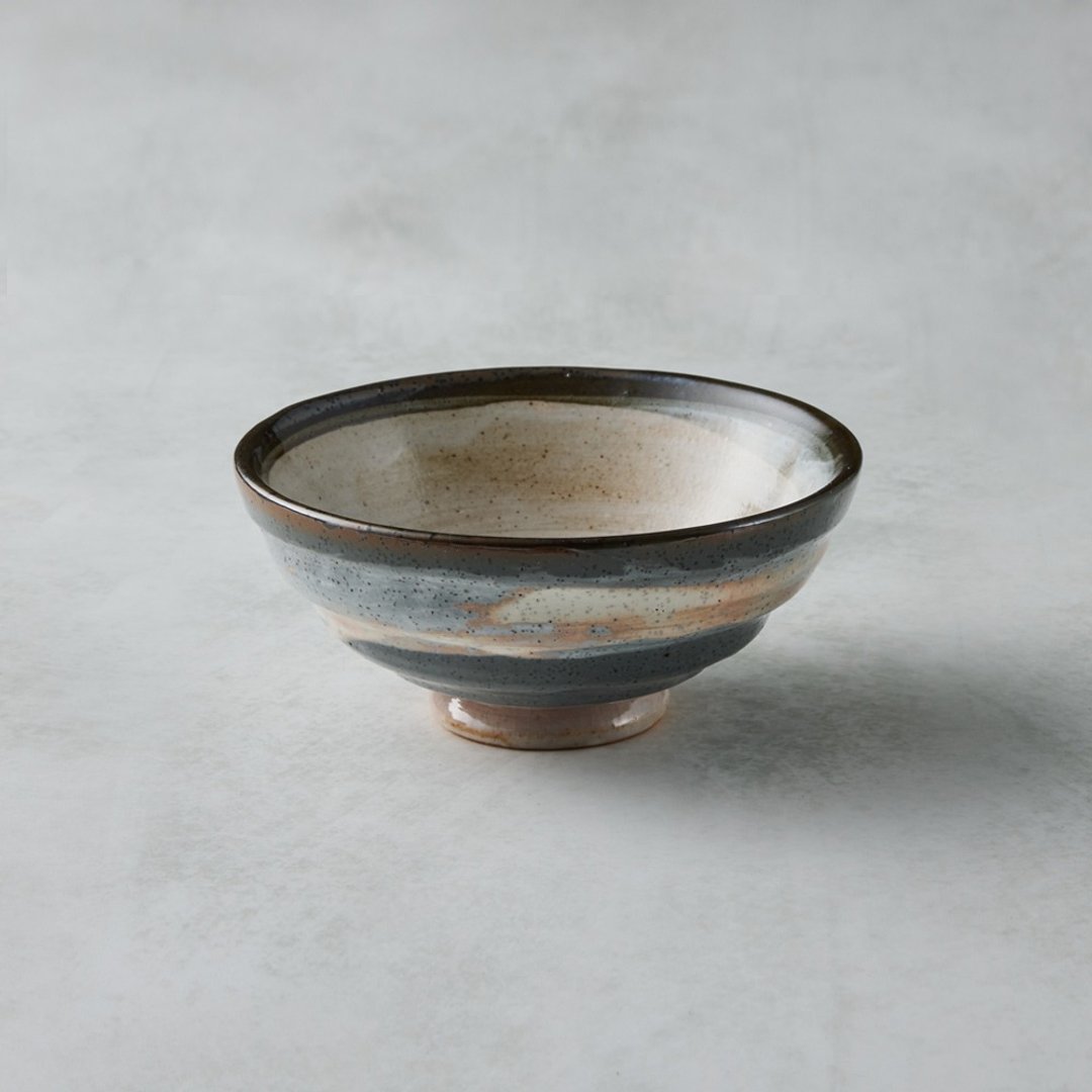 日本美浓烧 - 云画黑陶饭碗 (12.5cm) - 碗 - 陶 多色