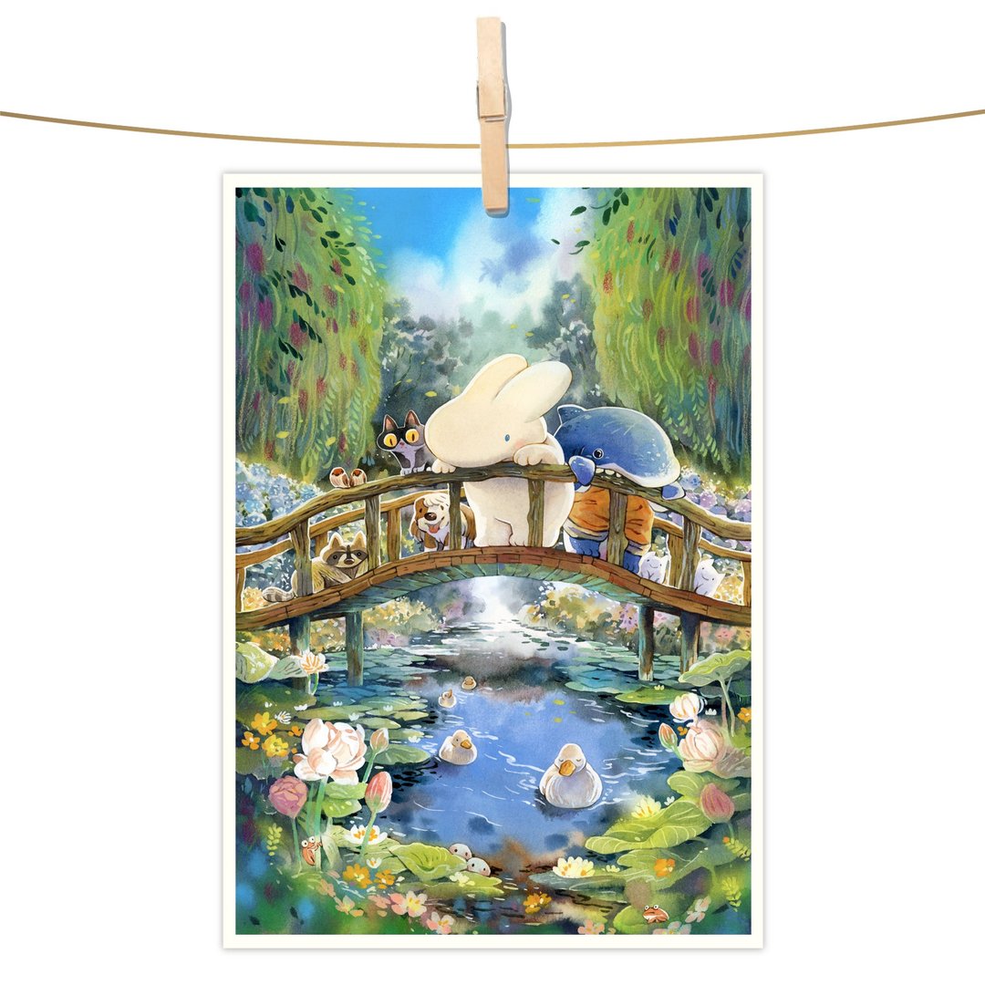 afu水彩插画明信片 - 拜访莫内花园 - 卡片/明信片 - 纸 
