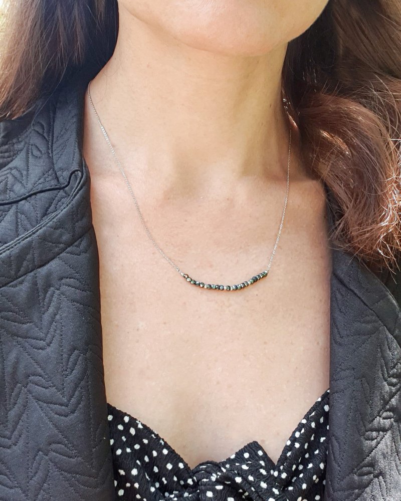 Hematite Necklace, 925 Sterling Silver, Aries, Scorpio, Leo Birthstone Gift - 项链 - 宝石 黑色