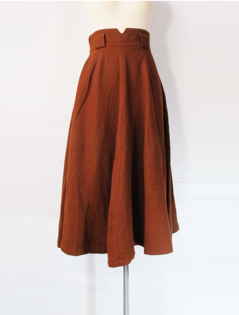 Wahr_铁锈红圆裙 - 裙子 - 其他材质 