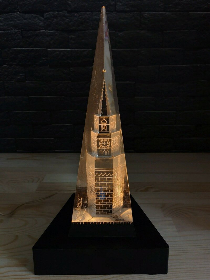 Old Soviet vintage night light Kremlin lamp tower Moscow USSR 1970's - 灯具/灯饰 - 塑料 