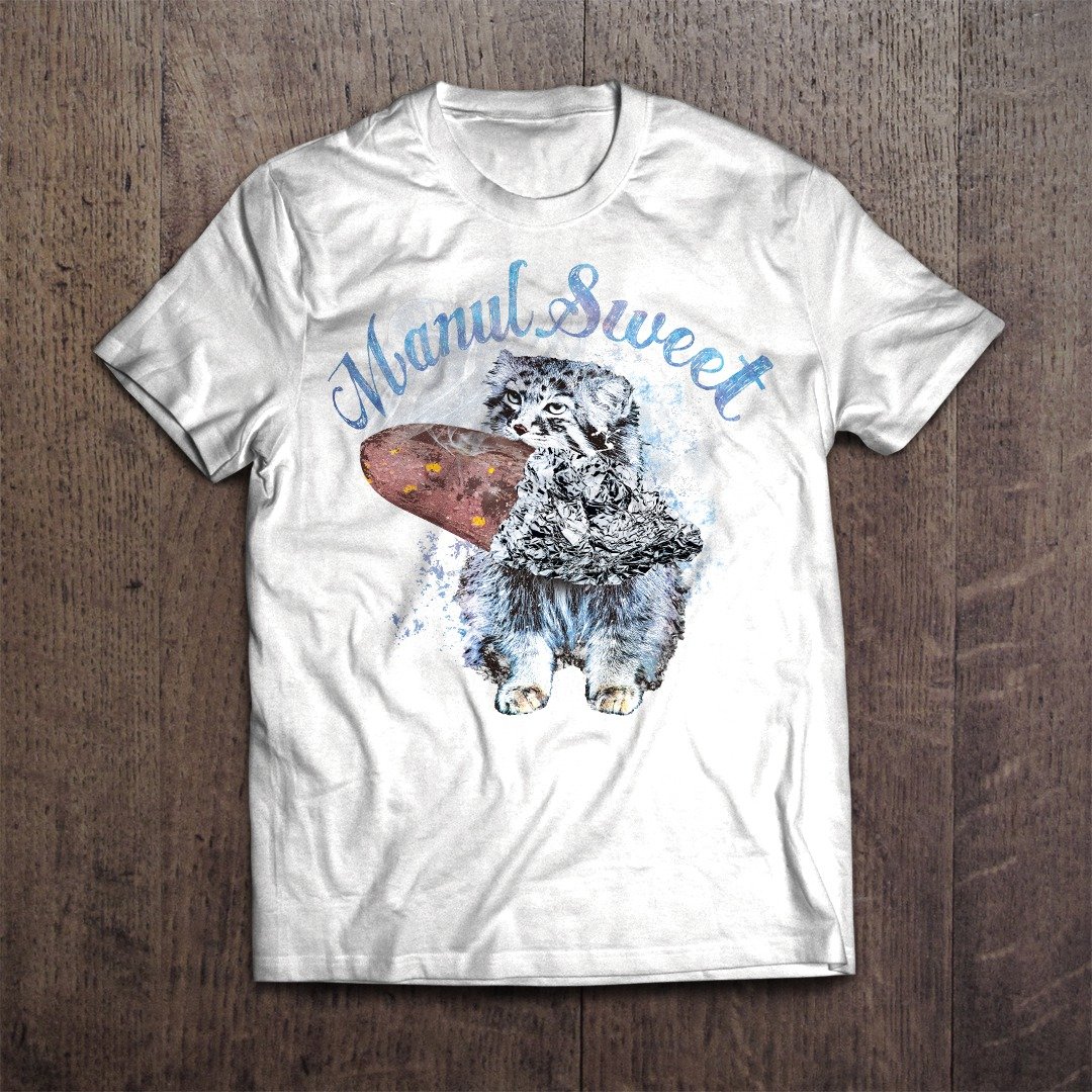 Roasted Sweet Potato Manul Cat T-shirt Manul Sweet - 女装 T 恤 - 棉 白色