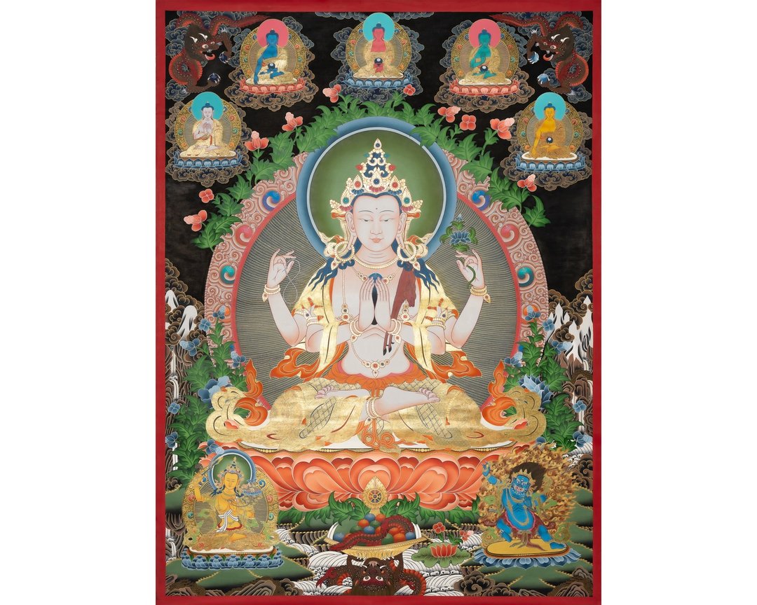 观音菩萨手工唐卡——以24K金展现无量慈悲的化身 - 墙贴/壁贴 - 其他材质 多色