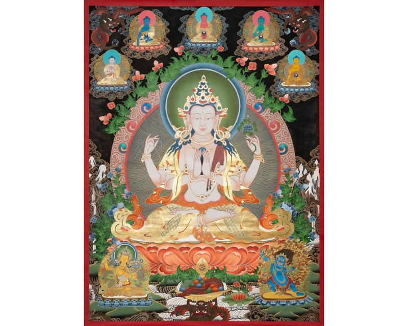 观音菩萨手工唐卡——以24K金展现无量慈悲的化身 - 墙贴/壁贴 - 其他材质 多色