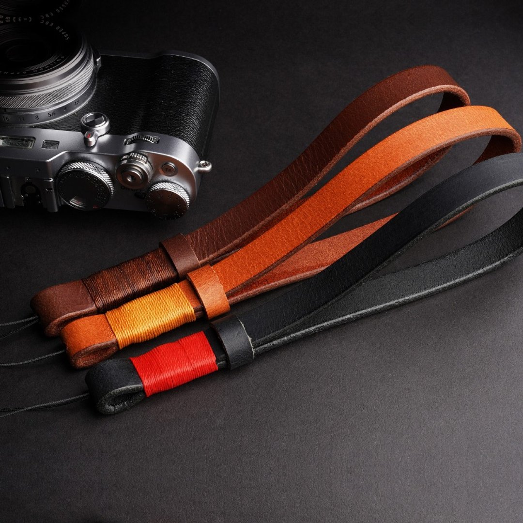 厚皮绕线圈环手绳 - 相机背带/脚架 - 真皮 多色