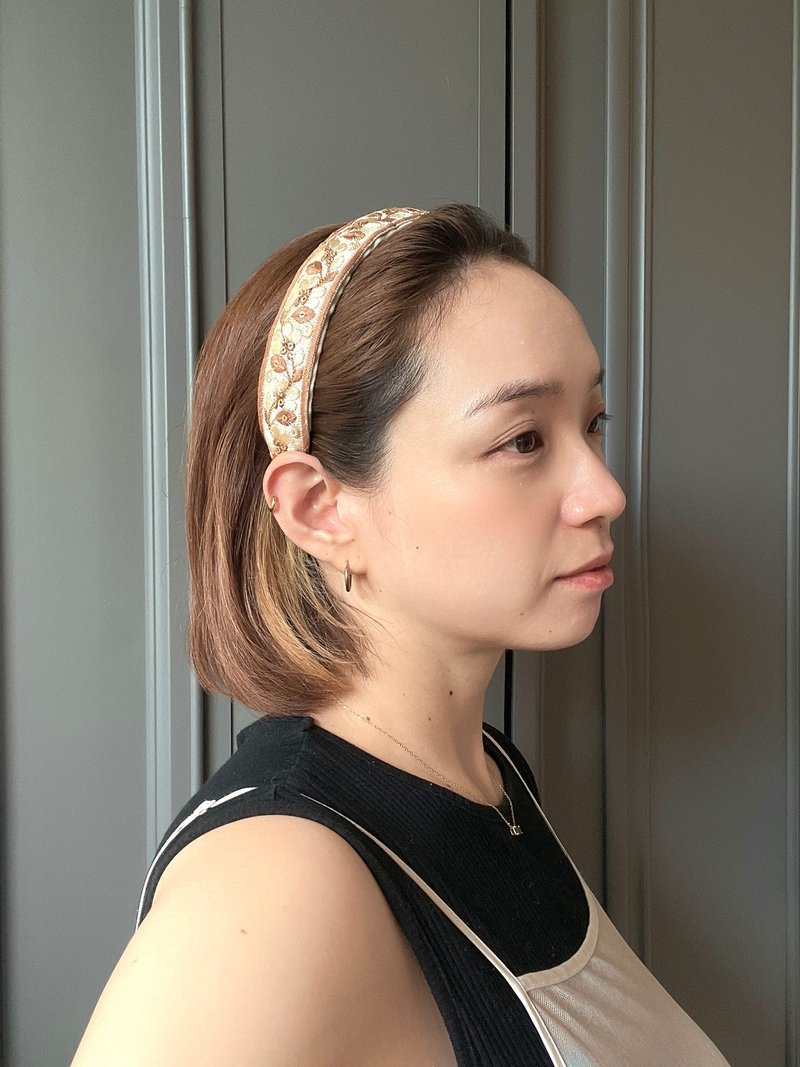 印度刺绣发梳[米色] - 发饰 - 绣线 橘色