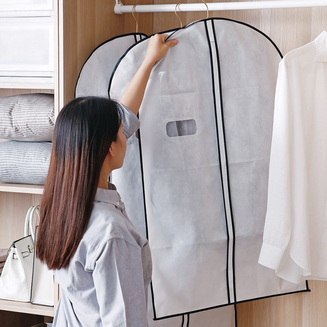 日本天马 衣物/西装透窗防虫防尘套(附透窗)-短版 3入 - 收纳用品 - 其他人造纤维 灰色