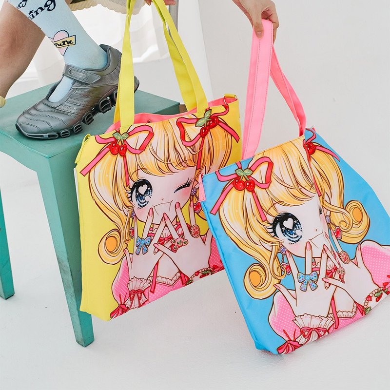 双色防水美少女插画图案斜挎手拎包大容量 - 侧背包/斜挎包 - 其他材质 多色