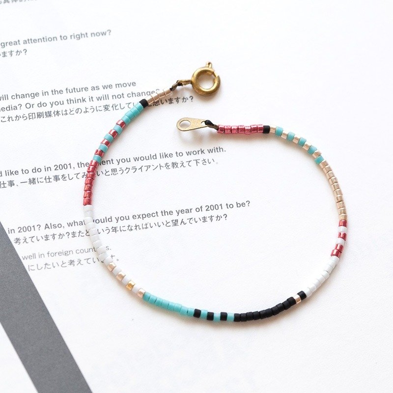 樱桃珠光香槟金 波西米亚风黄铜扣极细手链《小链子会社》BMK007 - 手链/手环 - 玻璃 