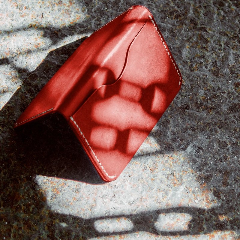 对折三重卡片套。手缝皮革材料包。BSP071 - 皮件 - 真皮 红色