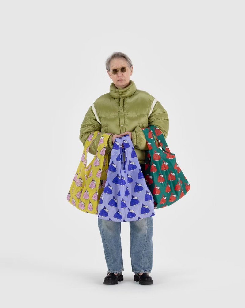 BAGGU环保提袋三个一组 - Puffer Snoopy  (附赠束口收纳袋) - 化妆包/杂物包 - 防水材质 多色