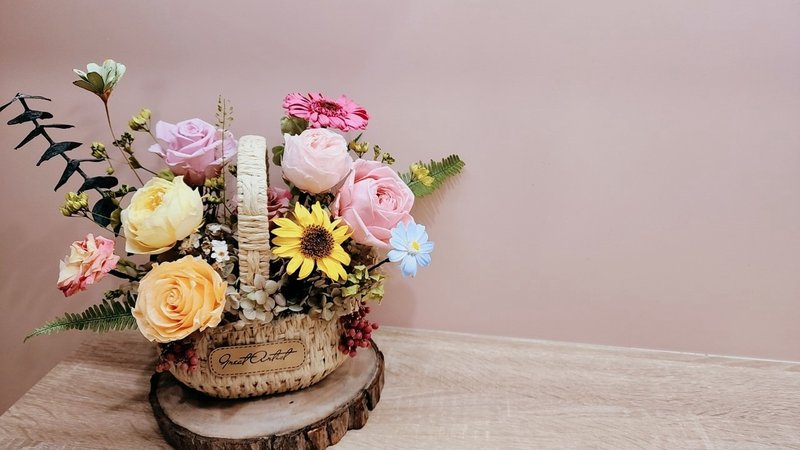 春暖花开法式提篮 - 干燥花/捧花 - 植物．花 多色