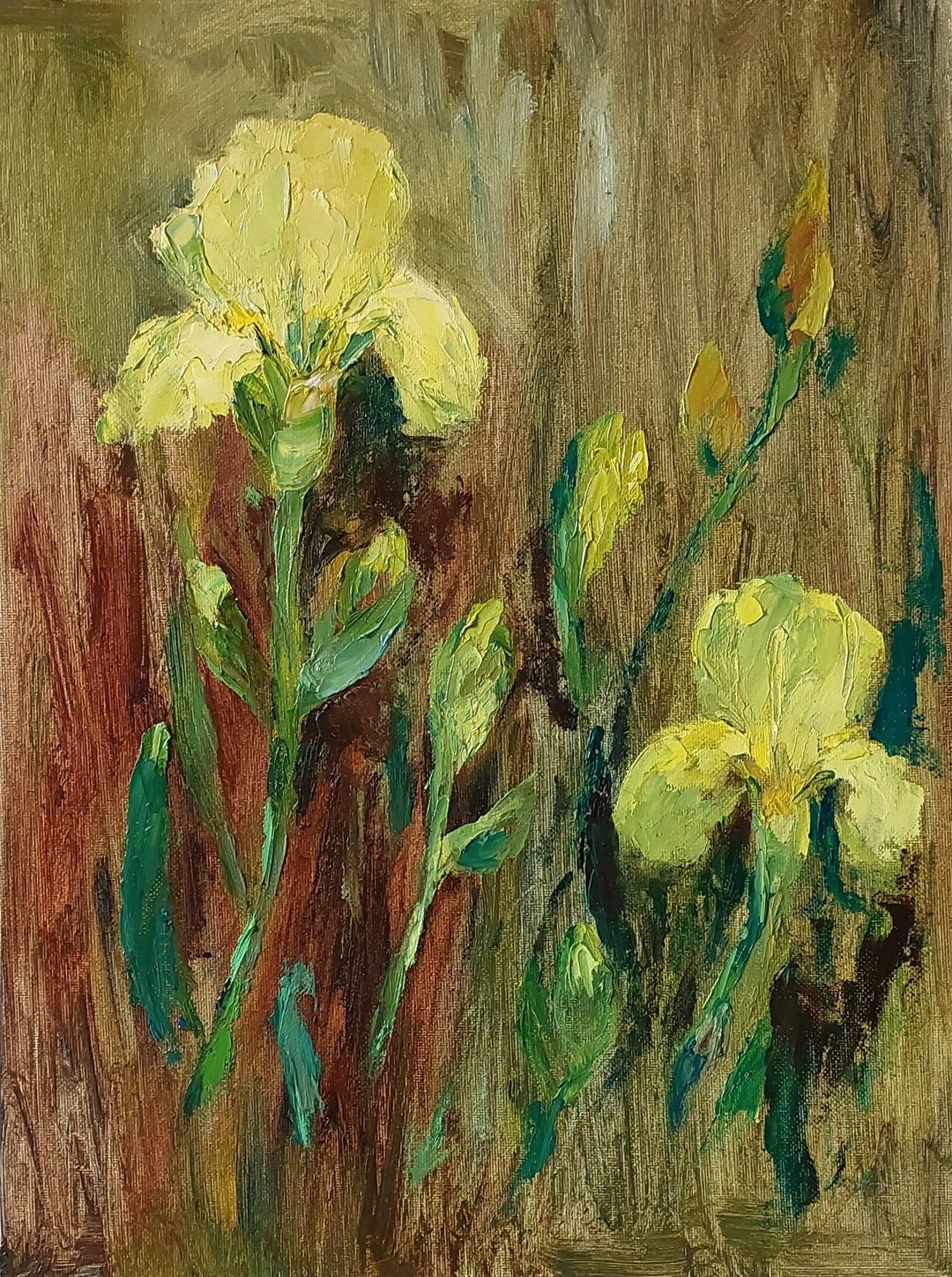 黄色鸢尾花原版油画布面纸板 - 墙贴/壁贴 - 其他材质 多色