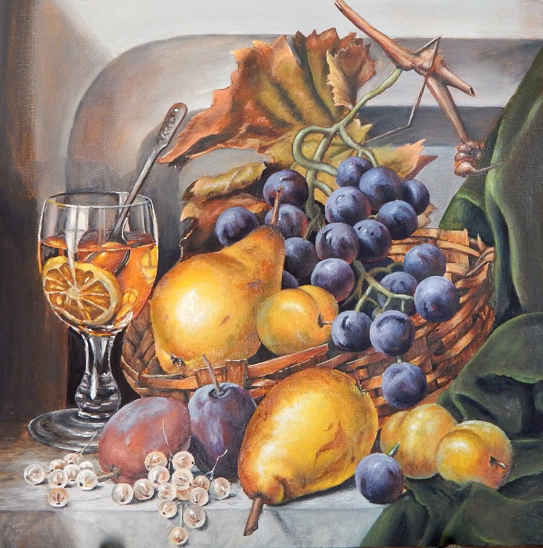 梨 葡萄  静物 原创艺术 挂画 装饰画 空间装饰 手绘绘画 艺术墙 - 海报/装饰画/版画 - 其他材质 多色