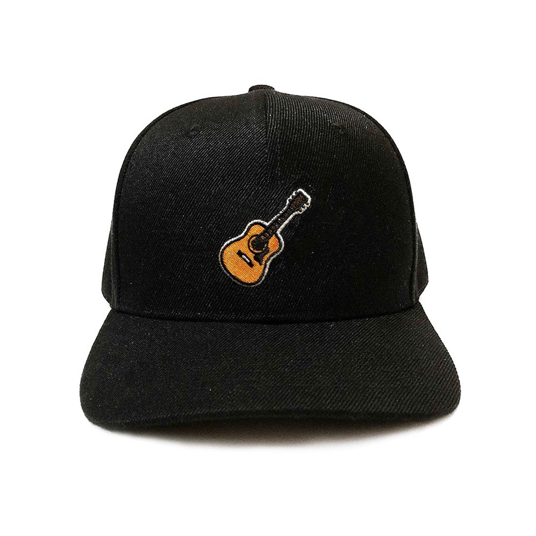 Guitar Player Cap Mini Guitar 原创小吉他刺绣鸭舌帽 音乐 礼物 - 帽子 - 棉 黑色