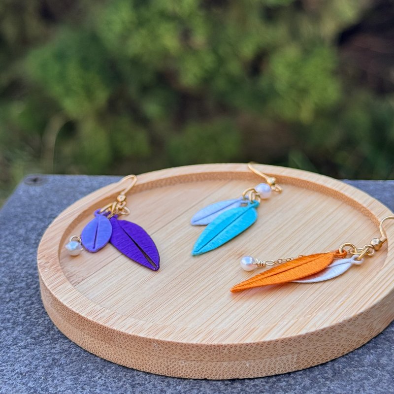 【羽叶】316L镀金医疗钢缠花耳环(三色可选) - 耳环/耳夹 - 不锈钢 