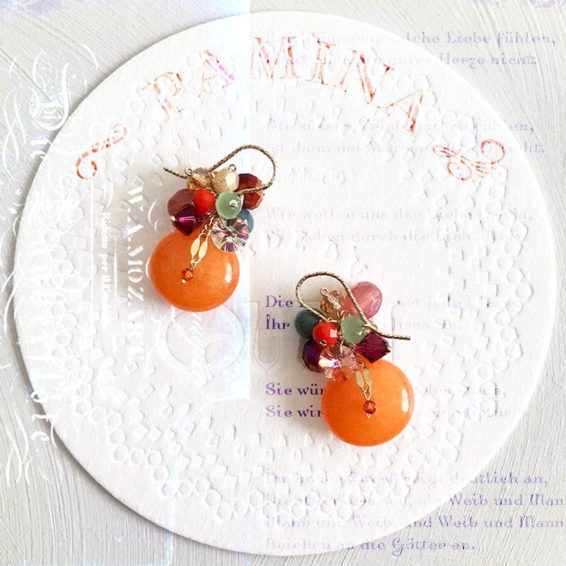 14KGF: 02 PAMINA Earrings - Earrings/ Clip-On - 耳环/耳夹 - 半宝石 橘色