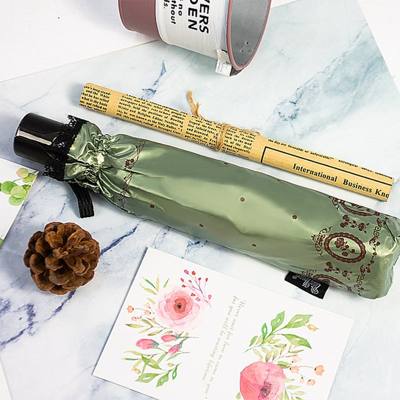 双龙小蔷葳蕾丝抗UV超轻细自动开收伞晴雨伞折伞阳伞 - 雨伞/雨衣 - 防水材质 绿色