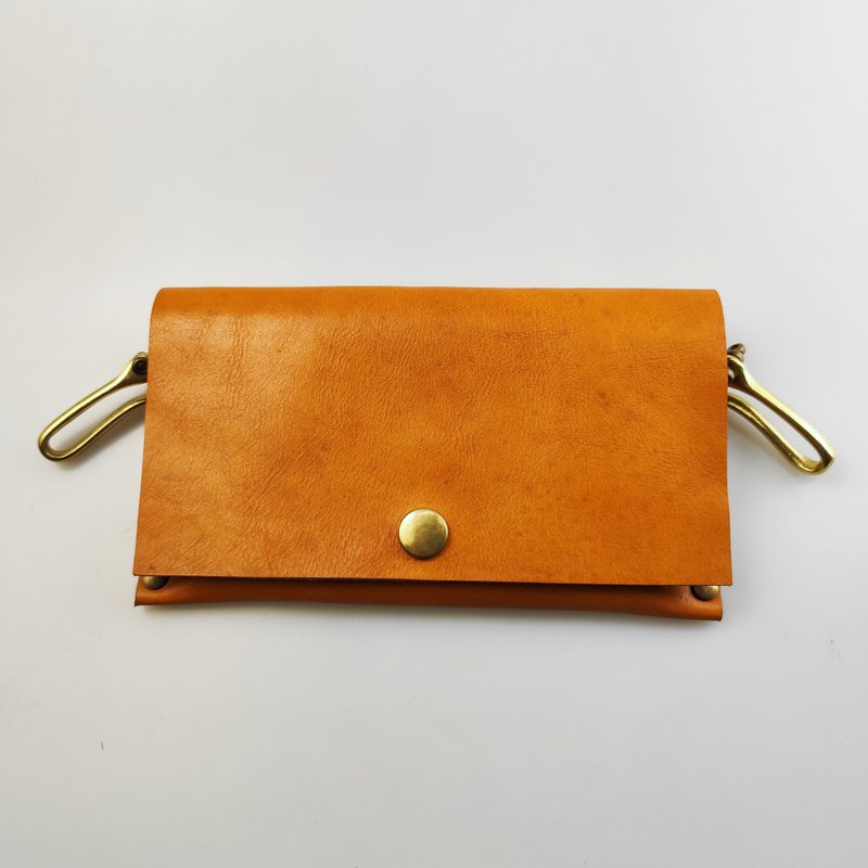 挂钩式单手开合信封腰包 - 化妆包/杂物包 - 真皮 黄色