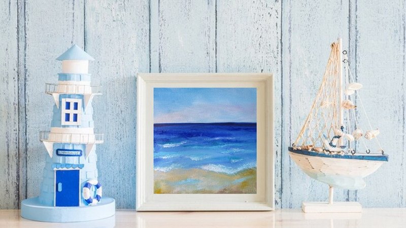 布面油画小尺寸海景客厅装饰海洋 - 墙贴/壁贴 - 其他材质 多色