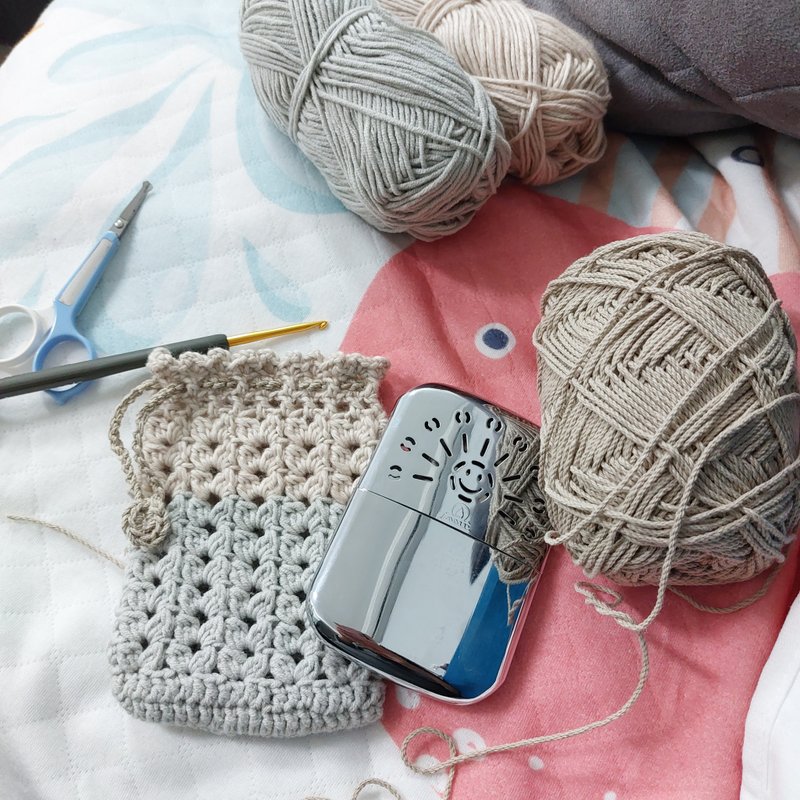 怀炉专用束口袋×赠绒布套*1-枣形花样 - 束口袋双肩包 - 棉．麻 多色