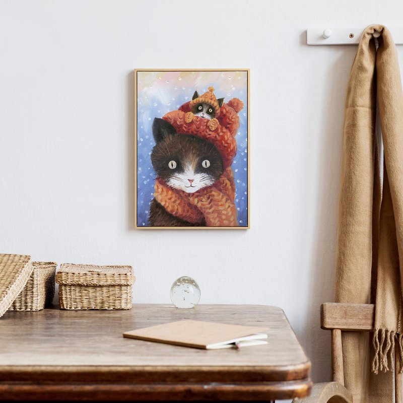 童话梦境 • 猫-童话/婴儿房/房间挂画/客厅布置/节庆氛围/冬天 - 海报/装饰画/版画 - 棉．麻 红色