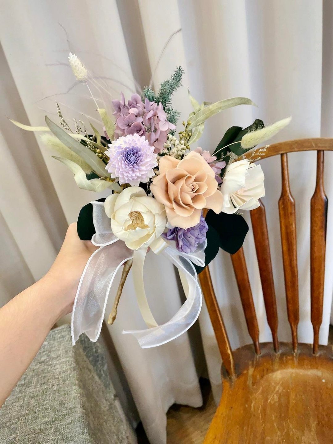 小捧花【浅色花束】永生花 结婚捧花 干燥花束 求婚捧花 新娘捧花 - 干燥花/捧花 - 植物．花 紫色