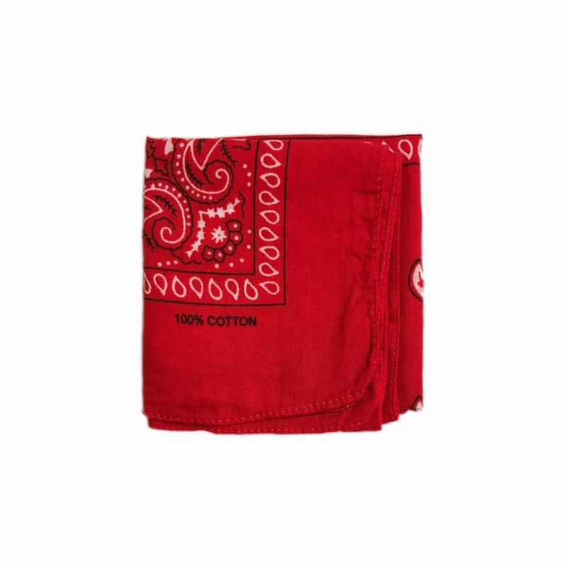 Vintage Red Cotton Paisleys Bandana 红色变形虫方巾 - 手帕/方巾 - 棉．麻 红色