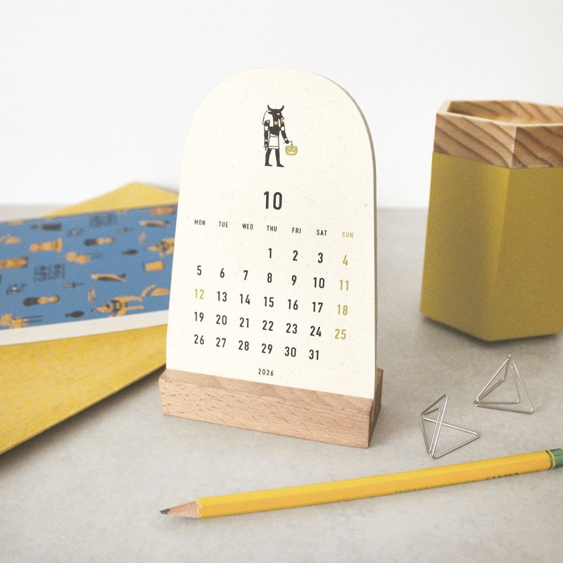 MATOKA 日历 2026年版 桌上型 附木制立架 冲压造型 Papyrus - 年历/台历 - 纸 