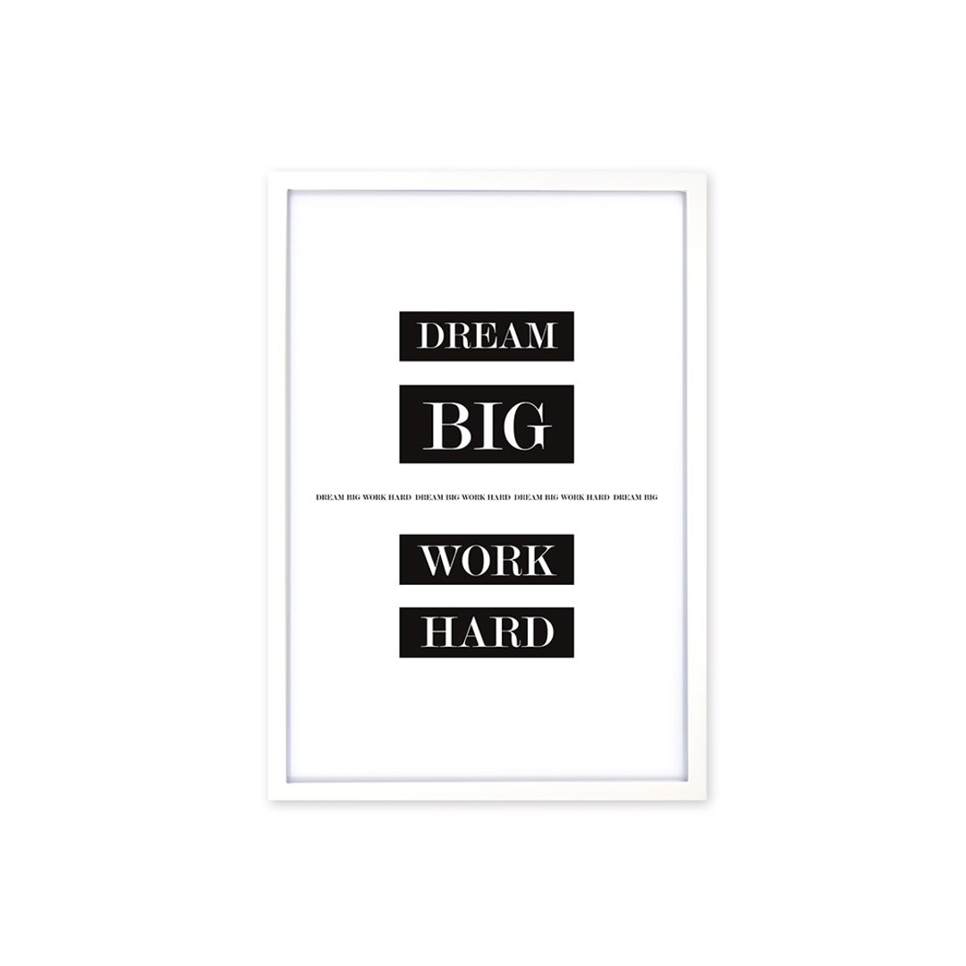 北欧风装饰画相框 Dream Big Work Hard 经典款 白色框 63x43cm - 画框/相框 - 木头 白色