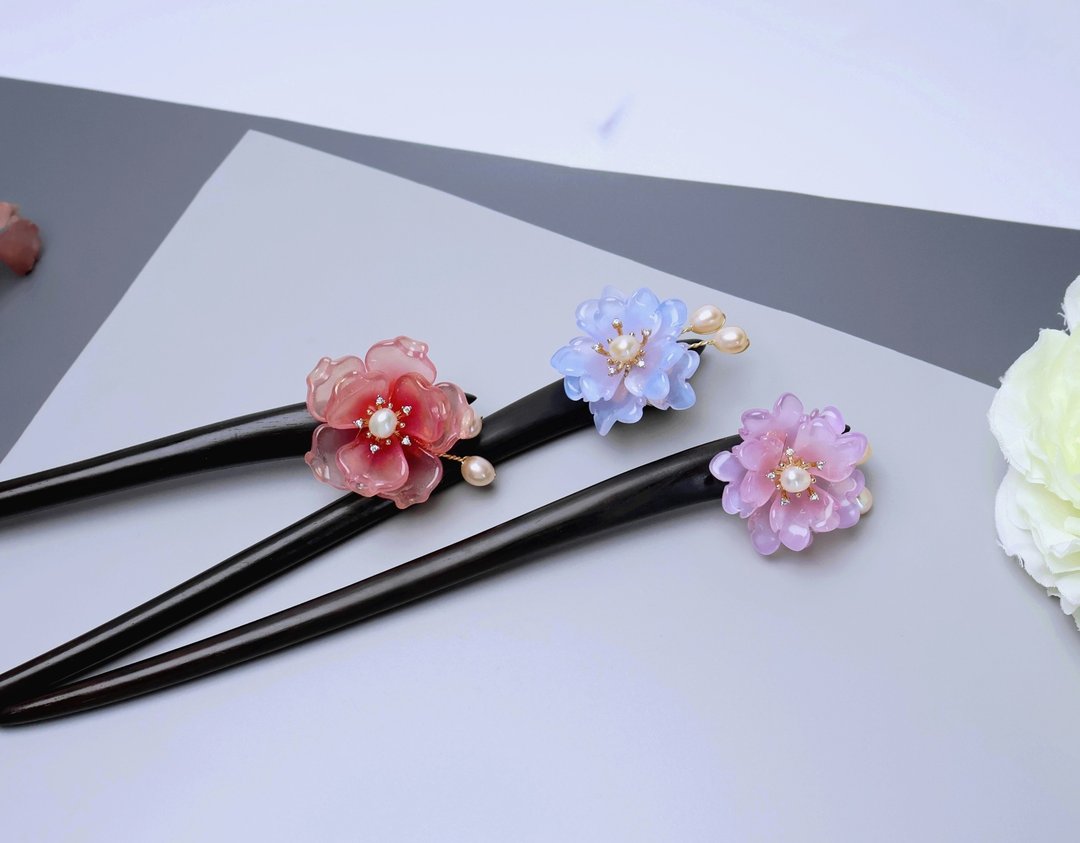 琉璃花黑檀木发簪 (三色) - 发饰 - 木头 紫色
