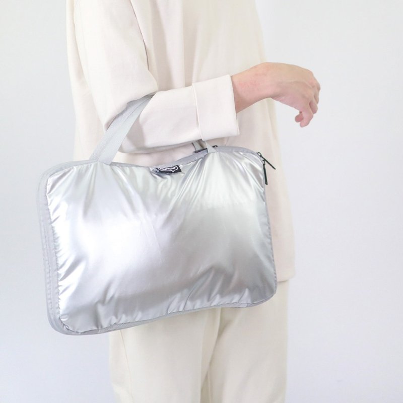 murmur 网状拼接衣物袋 (大)│金属银 - 手提包/手提袋 - 聚酯纤维 银色