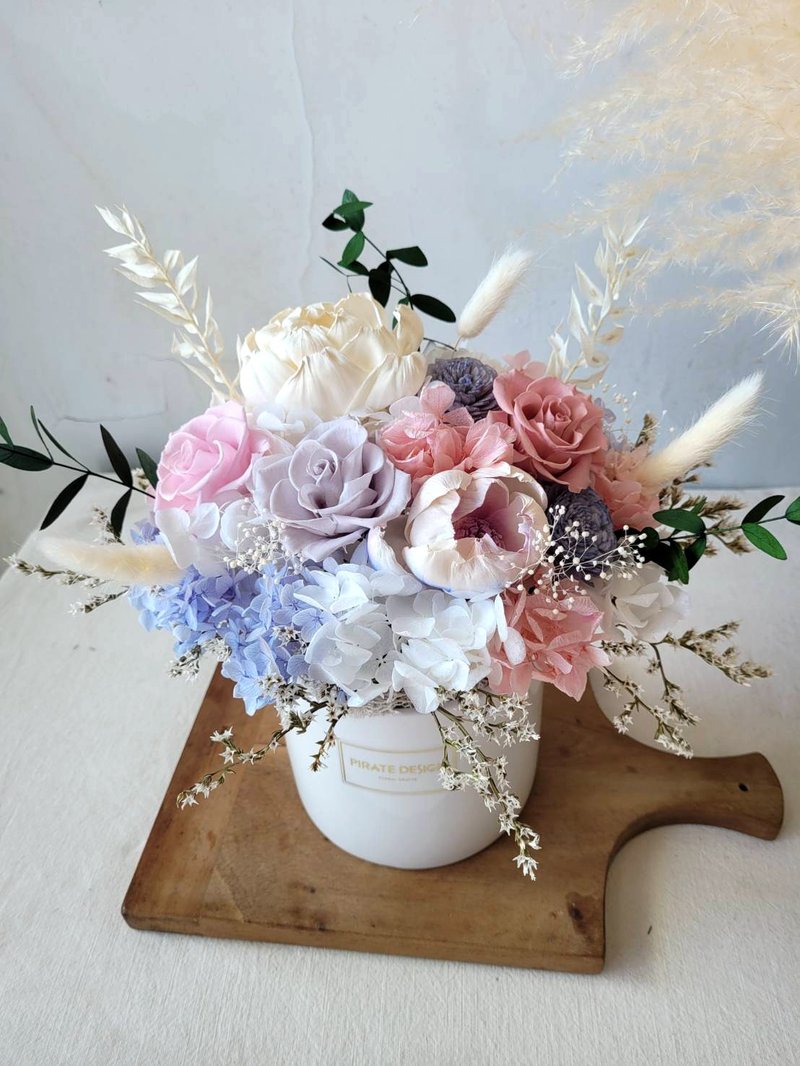 海藏设计| 烟灰粉蓝。墨蓝迪色永生盆花 - 植栽/盆栽 - 植物．花 多色