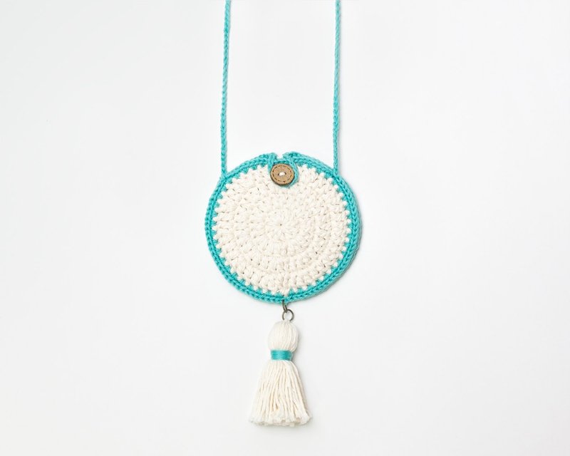 Dream Catcher Crocheted Strap Necklace / Blue - 零钱包 - 棉．麻 蓝色