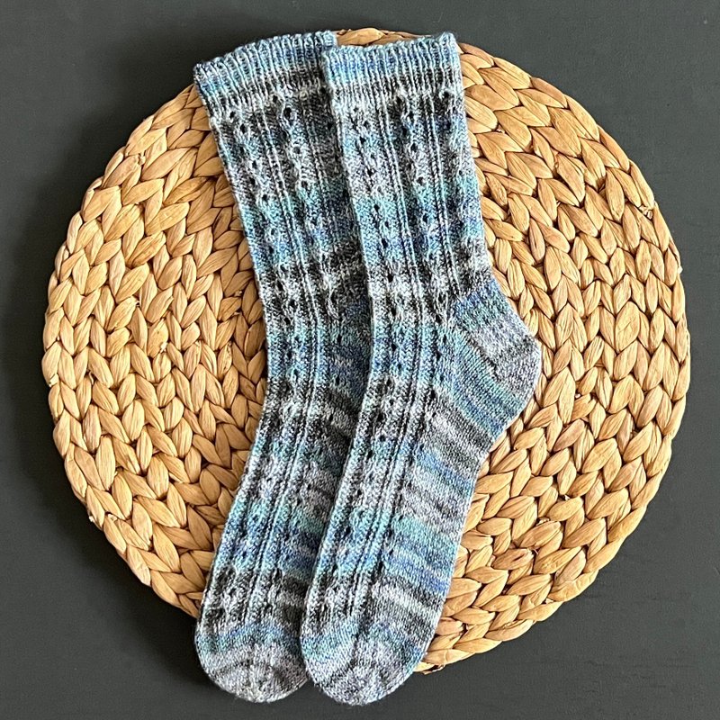 手工针织女袜/保暖针织配件 - 袜子 - 其他金属 蓝色