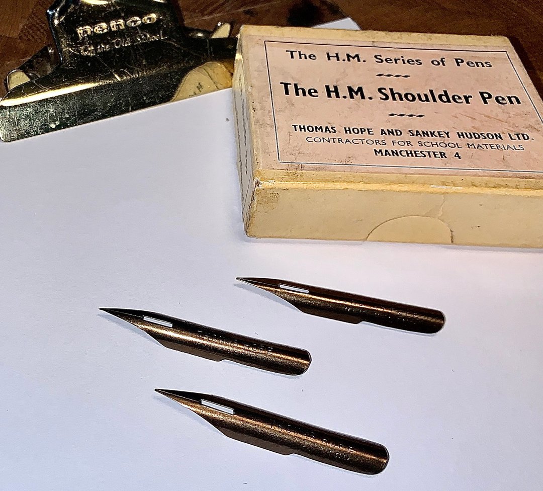 1920年代 英国老笔尖 H.M. Shoulder Pen 铜合金 沾水笔尖 细字 F - 蘸水笔 - 其他金属 