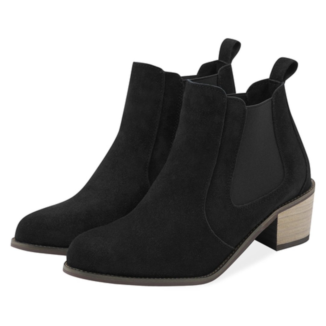 SPUR 马兰特皮革Suede Western Ankle_QA8040 黑色 - 女款短靴 - 人造皮革 黑色