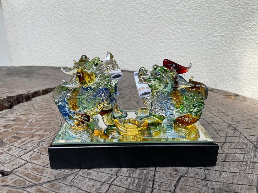 水晶玻璃 琉璃 招财 钱币 貔貅 - 摆饰 - 琉璃 