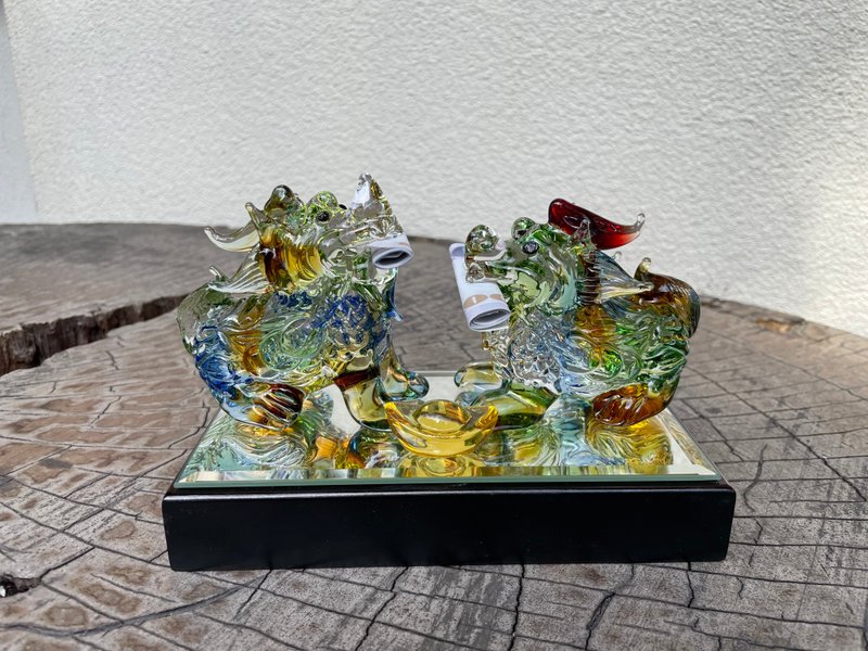 水晶玻璃 琉璃 招财 钱币 貔貅 - 摆饰 - 琉璃 