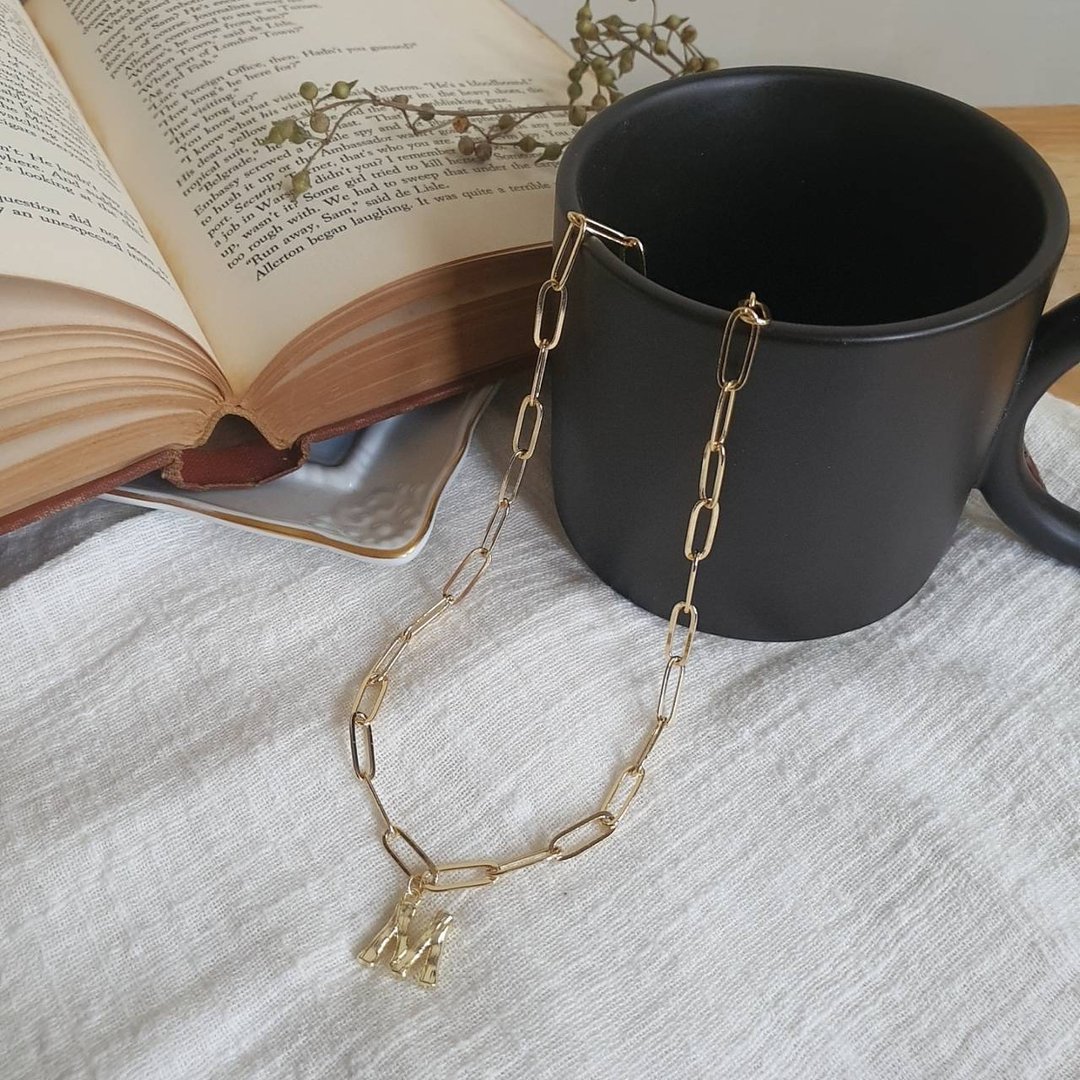 Chain Alphabet Necklace | 14k Gold Necklace | Big Chain Necklace | Personalized - 项链 - 其他金属 金色