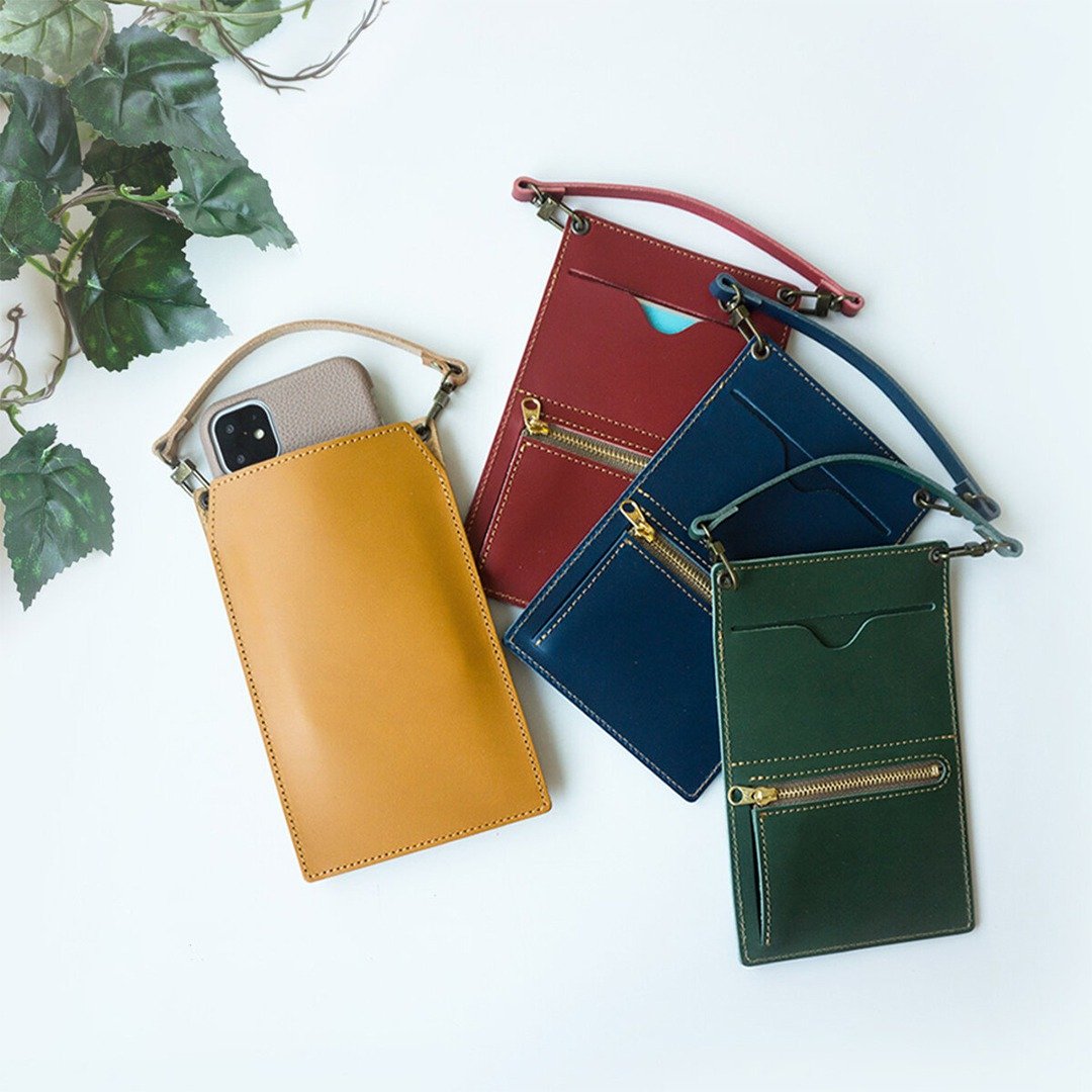Smartphone Pouch with Coin Case [Italian Leather] Genuine Leather Pouch Coin Card Case FH11K - 手机配件 - 真皮 多色