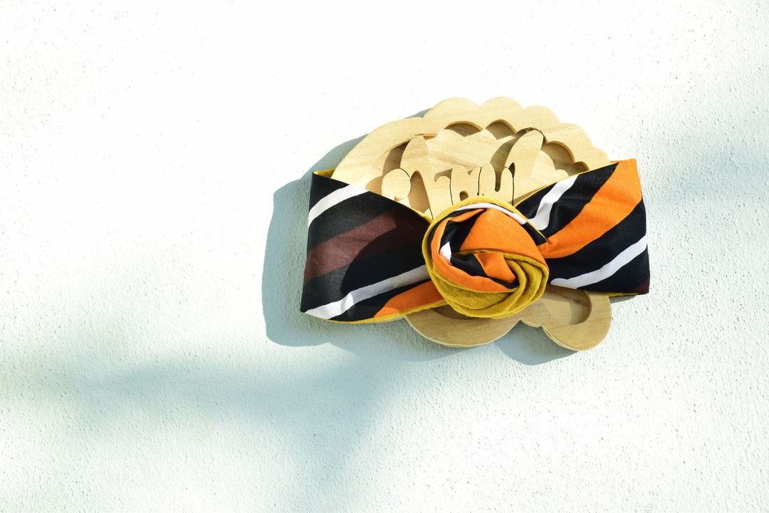 Milan•• Reversible headband w/ organic cotton (Curry yellow) - 发带/发箍 - 棉 橘色