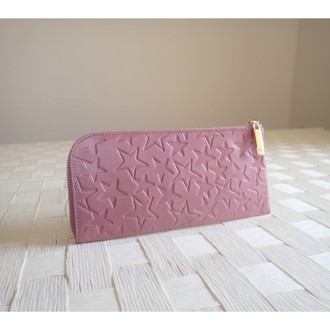 L-shaped zipper long wallet Starmarine smoky pink - 皮夹/钱包 - 真皮 粉红色