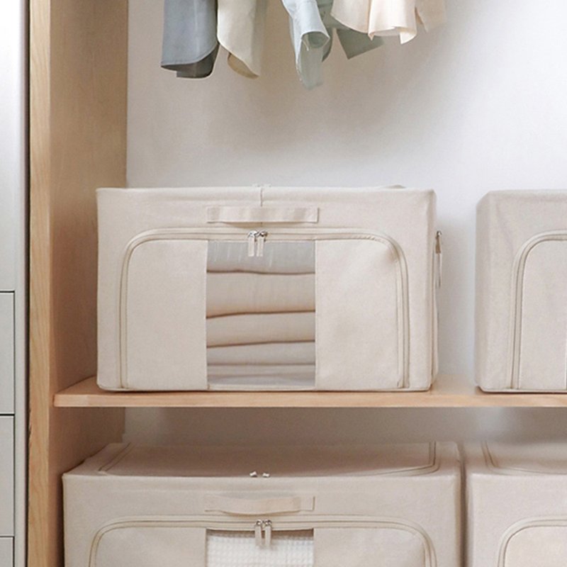 日本霜山 三面开口折叠式衣物收纳箱(附透窗)-85L-3入 - 收纳用品 - 其他材质 白色