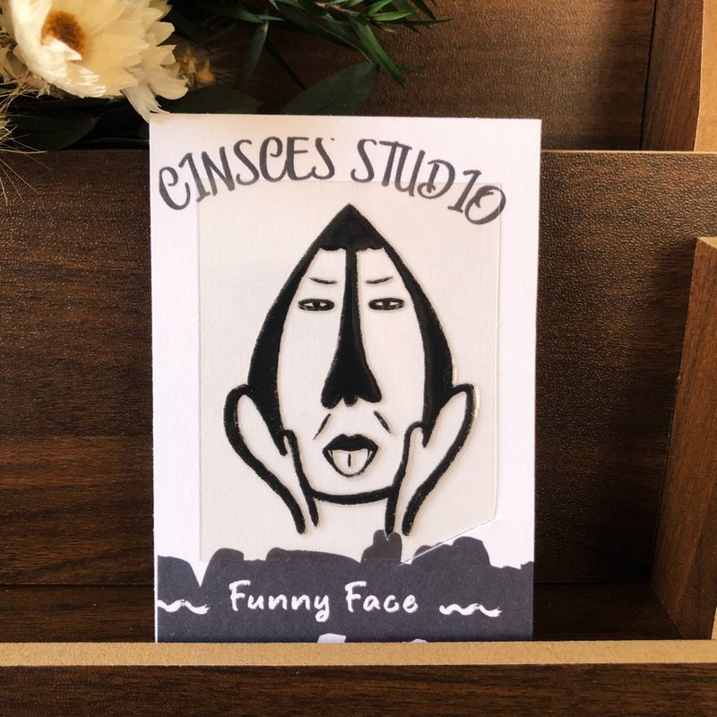 Funny Face 系列 - 脸在用力生活  水晶贴纸 行李箱 水壶 - 贴纸 - 防水材质 