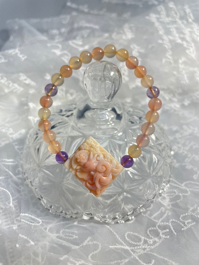 三生三世枕上书  澄金 女王贝紫水晶薰衣草紫水晶绯红玛瑙 - 手链/手环 - 水晶 橘色