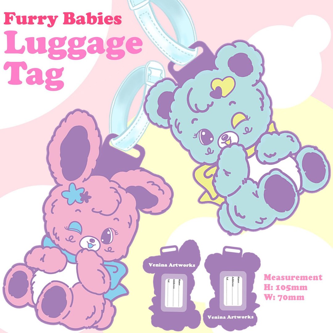 Furry Babies系列 兔兔熊熊可爱行李牌 - 行李吊牌 - 其他材质 多色